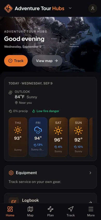 The GoHubs app dashboard