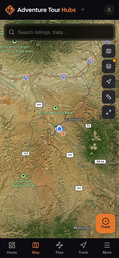 The GoHubs app showing a detailed map
